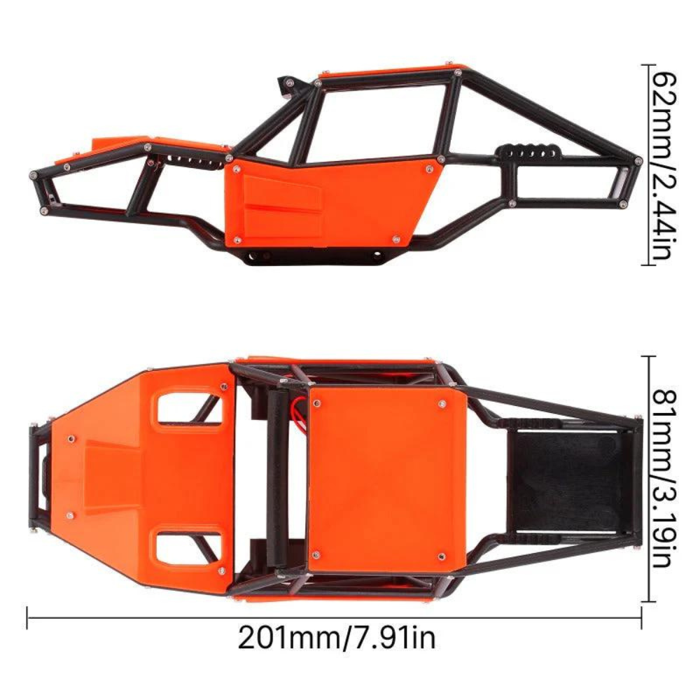 INJORA Rock Tarantula Nylon Buggy Body Chassis Kit For 1/18 TRX4M - Orange-3