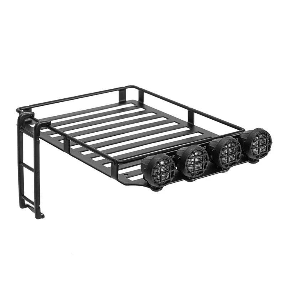 INJORA RC Roof Rack Luggage Carrier with LED Spotlights Ladder Accessories for TRX4M Body Shell 1/18 RC Crawler Upgrade-3