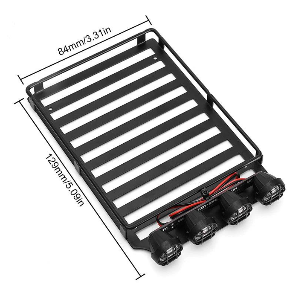 INJORA RC Roof Rack Luggage Carrier with LED Spotlights Ladder Accessories for TRX4M Body Shell 1/18 RC Crawler Upgrade-4