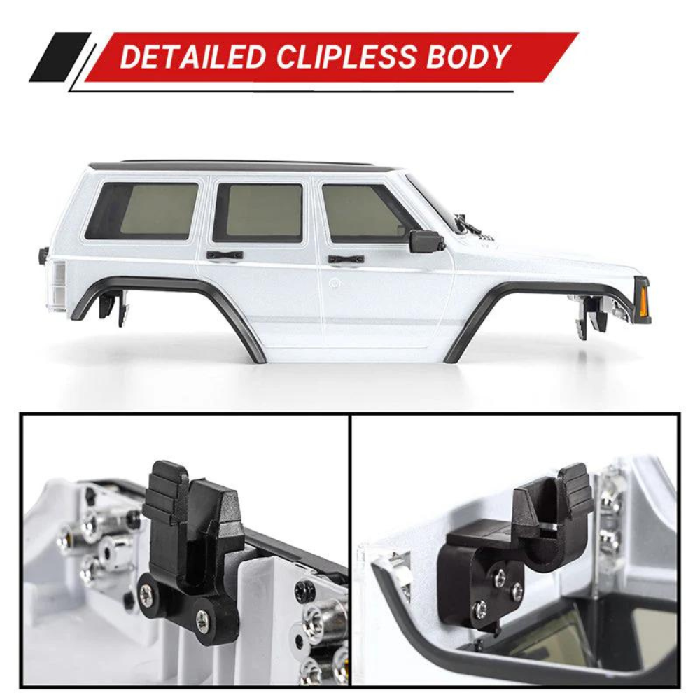 INJORA ABS Cherokee Body With Bumpers For 155mm 1/18 TRX4M Bronco Defender - White-3