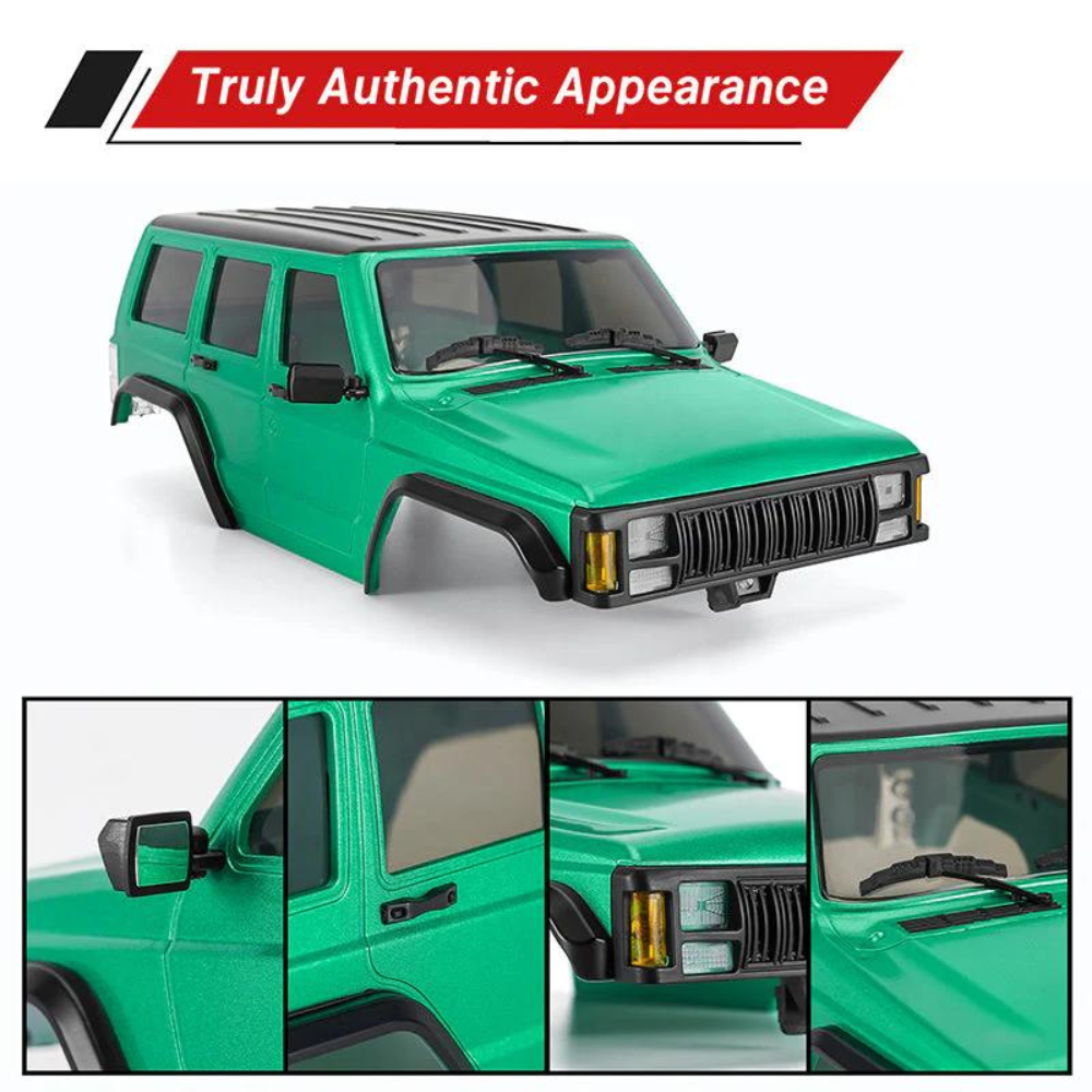 INJORA ABS Cherokee Body With Bumpers For 155mm 1/18 TRX4M Bronco Defender - Green-4