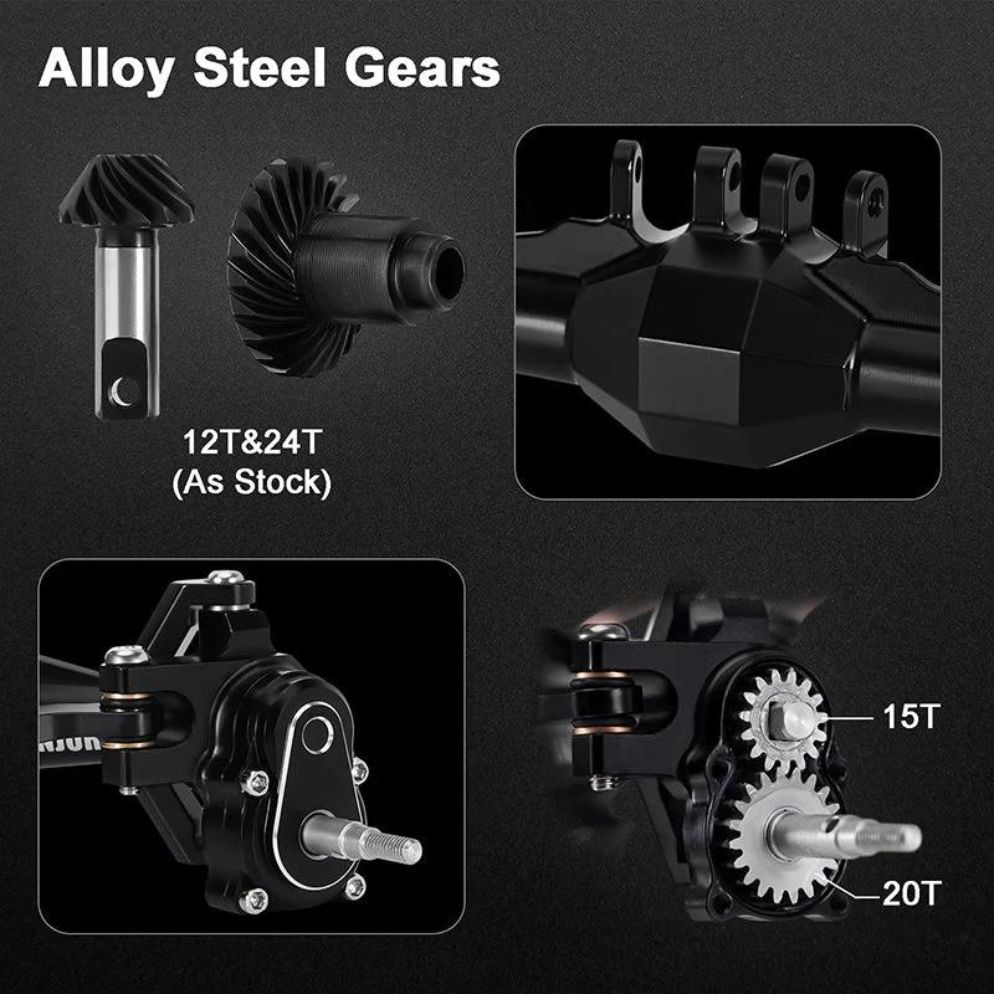 INJORA +5mm Diamond Portal Axles With Lay Down Servo Mount & Links For 1/18 TRX4M - Black-5