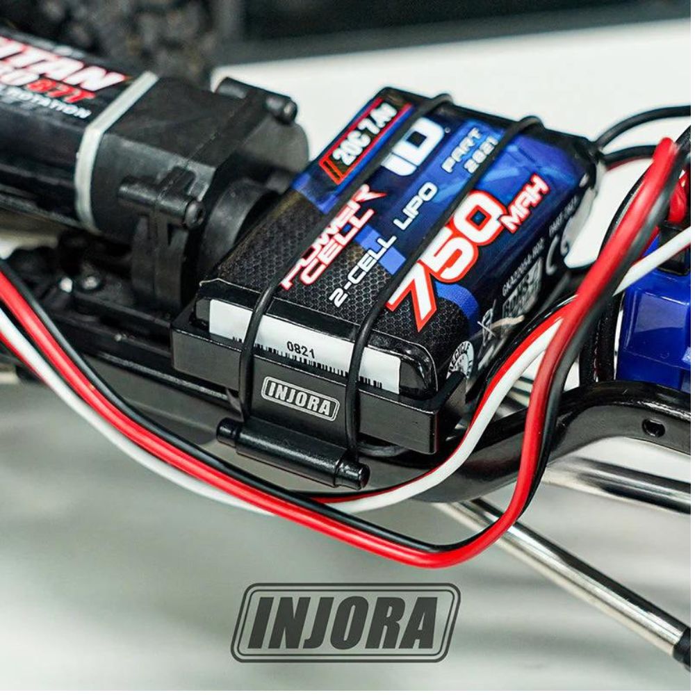 INJORA Universal LCG Carbon Fiber Chassis Frame Kit For 1/18 TRX4M & Lay Down Servos w/ Battery Tray-3