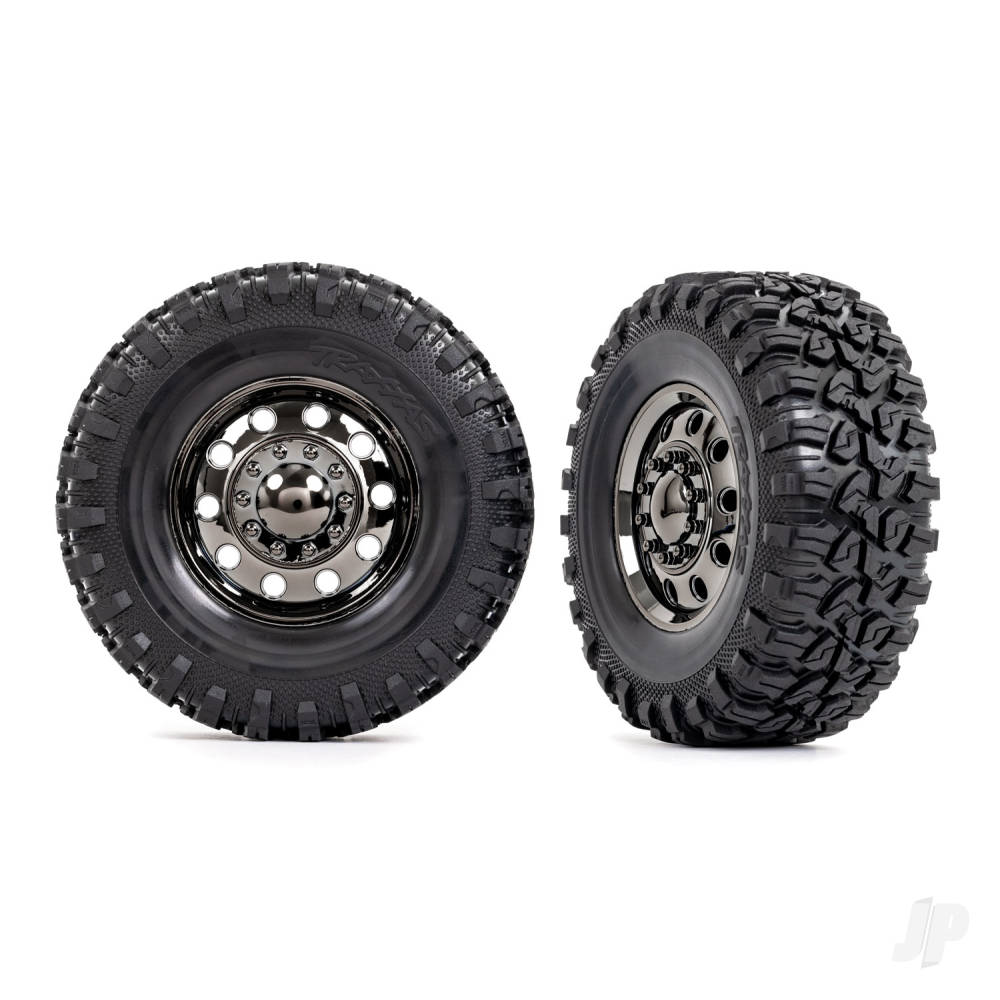 traxxas-tyres-and-wheels-assembled-glued-trx-6-big-rig-2-2in-black-chrome-wheels