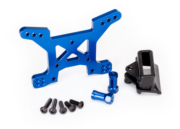 Shock tower, Front, 7075-T6 aluminium (Blue-anodised) (1pc) / Body mount bracket (1pc)