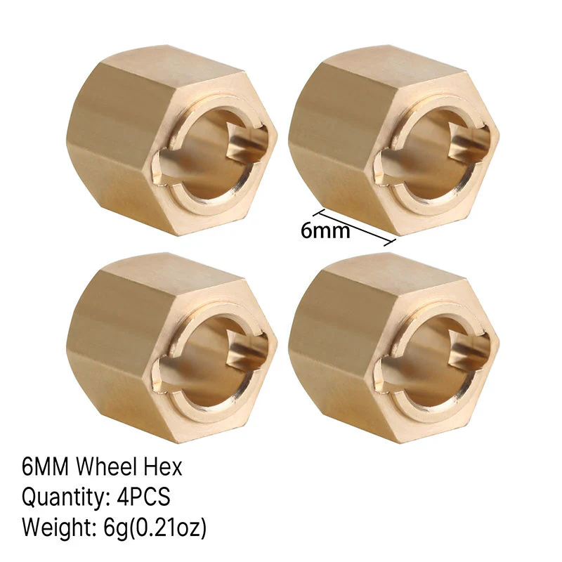 injora-brass-wheel-hexes-6mm-extended-2mm-for-fcx18-fcx24