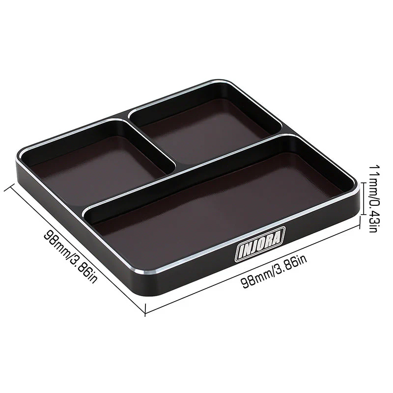 injora-aluminium-magnetic-screw-tray-black