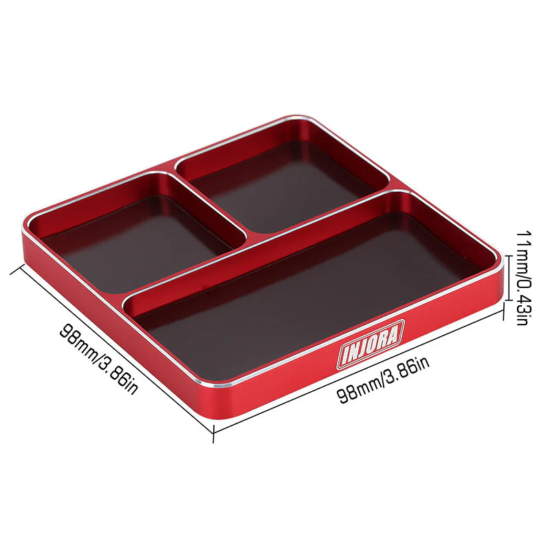 injora-aluminium-magnetic-screw-tray-red