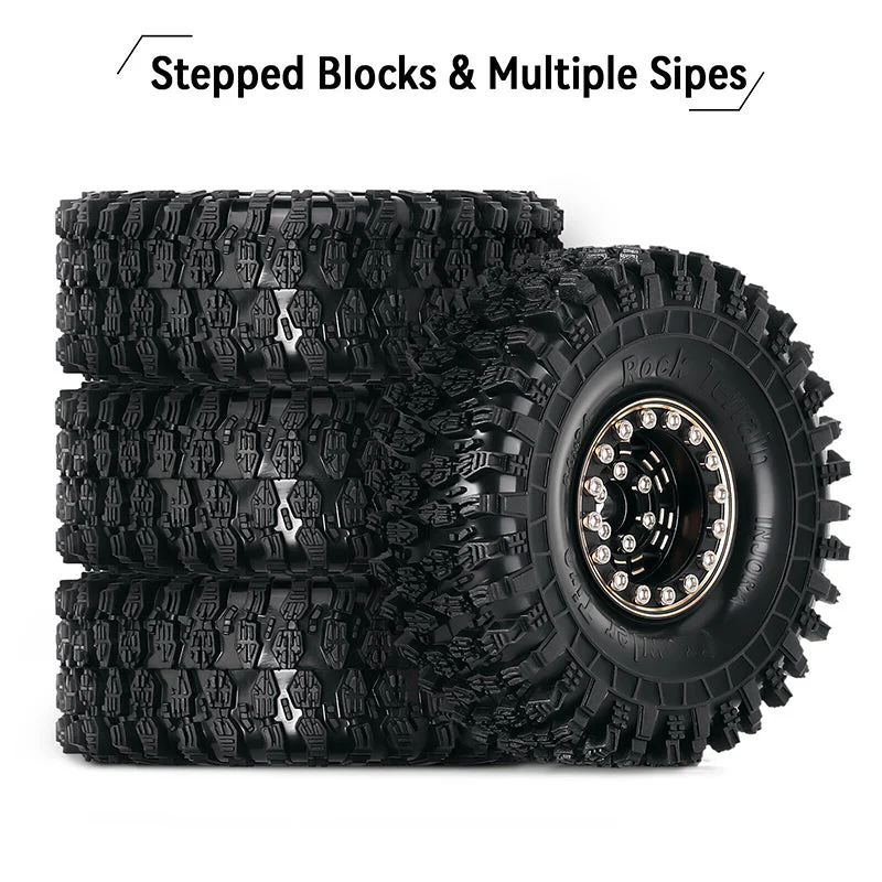 INJORA 4PCS 1.0" 64*24mm Brass Wheel Rims Tires Set For 1/18 1/24 RC Crawlers (W1005-T1011)-3