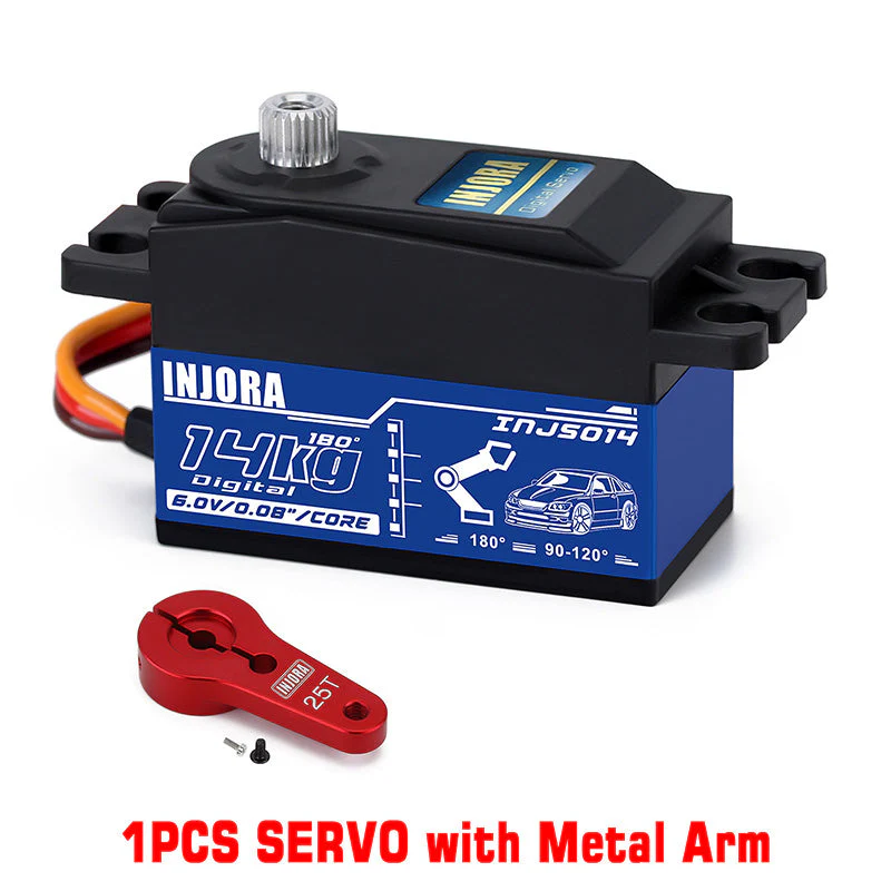 INJORA 14KG Metal Gear Digital Low Profile Servo with 25T Arm For 1/10 RC Car