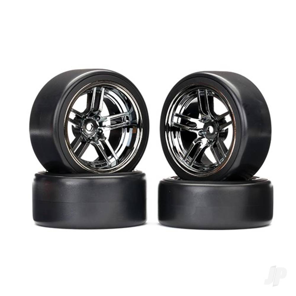 traxxas-tires-and-wheels-glued-splitspoke-black-chrome-1-9-drift