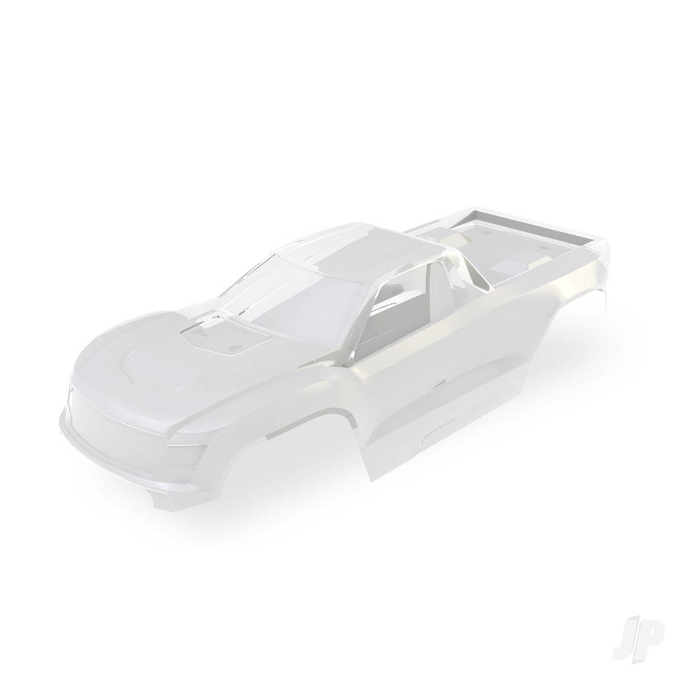 traxxas-body-mini-maxx-clear-requires-painting-window-masks-decal-sheet-includes-front-and-rear-body-latches-hardware-for-clipless-mounting
