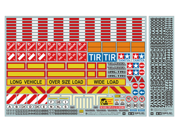 Tamiya 1/14 Tractor Trailer Sticker Sheet