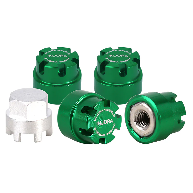 INJORA M2 Wheel Nuts CNC Aluminium Cap Locking Nuts for 1/24 SCX24 AX24 FCX24M-3