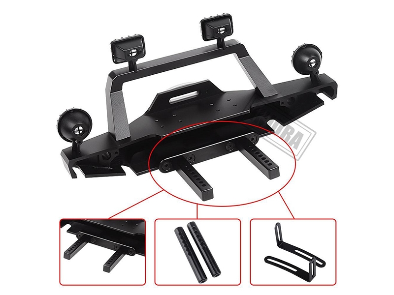 Injora Metal Front Bumper with LED Lights for TRX-4 Sport-3