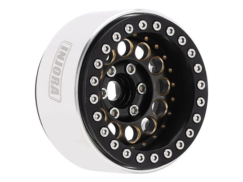 Injora 1.9in Super Heavy Brass and Aluminum Beadlock Wheels For 1/10 RC Crawlers (4) (Black)-4