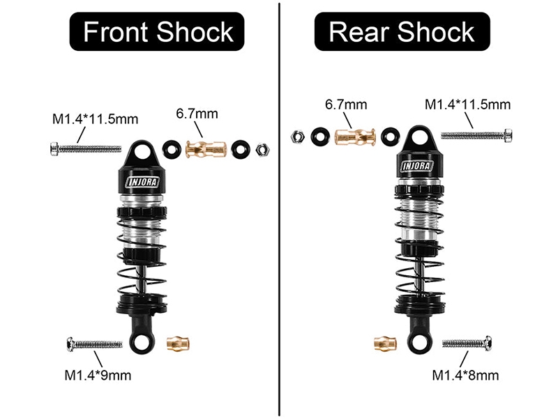 Injora 4PCS Aluminum Oil Shocks for 1/24 Buggy Losi Micro-B-3