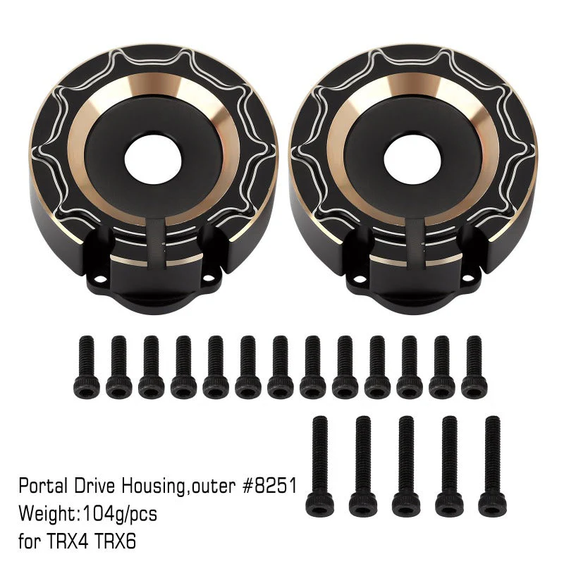 injora-104g-pcs-black-brass-counterweight-outer-portal-drive-housing-8251-for-trx-4-trx-6