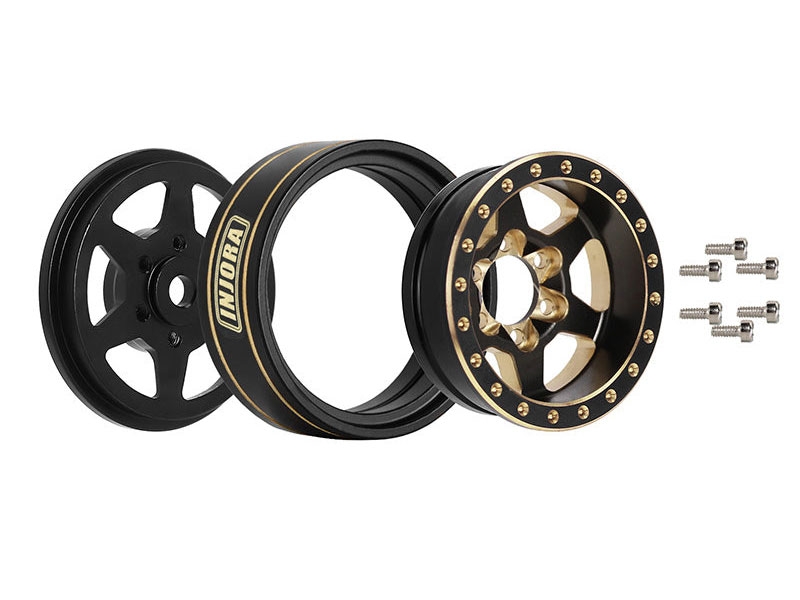 Injora 1.0 Plus 6-Spoke Brass Beadlock Wheels 42g/pcs offset -3.75mm for 1/18 1/24 RC Crawler (4)-3