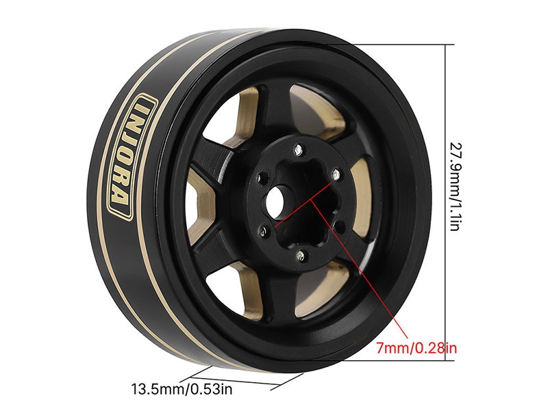 Injora 1.0 Plus 6-Spoke Brass Beadlock Wheels 42g/pcs offset -3.75mm for 1/18 1/24 RC Crawler (4)-5