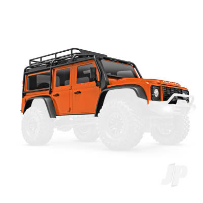 body-land-rover-defender-complete-orange-includes-grille-side-mirrors-door-handles-fender-flares-fuel-canisters-jack-spare-tyre-mount-and-clipless-mounting-requires-9734-front-and-rear-bumpers