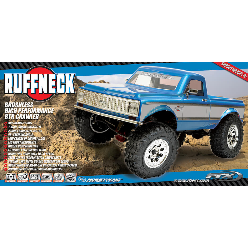 FTX Ruffneck 1/10 Brushless 4WD Trail RTR - Blue-14