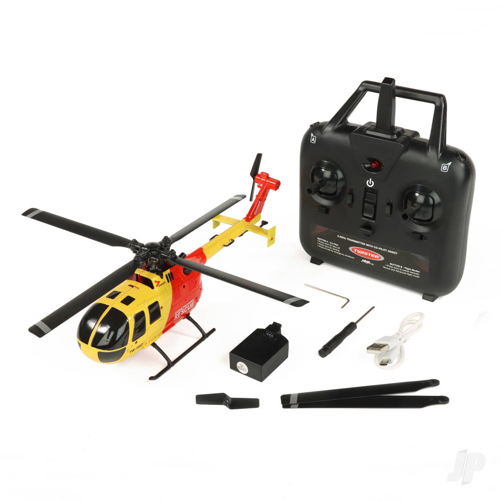 Twister BO-105 Scale 250 Flybarless Helicopter with 6 Axis Stabilisation and Altitude Hold (Yellow/Red)-4