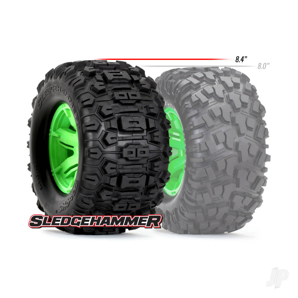 Traxxas Tyres & Wheels, Assembled, Glued (X-Maxx Black Chrome wheels, Sledgehammer Tyres, foam inserts) (left & right) (2 pcs)-3