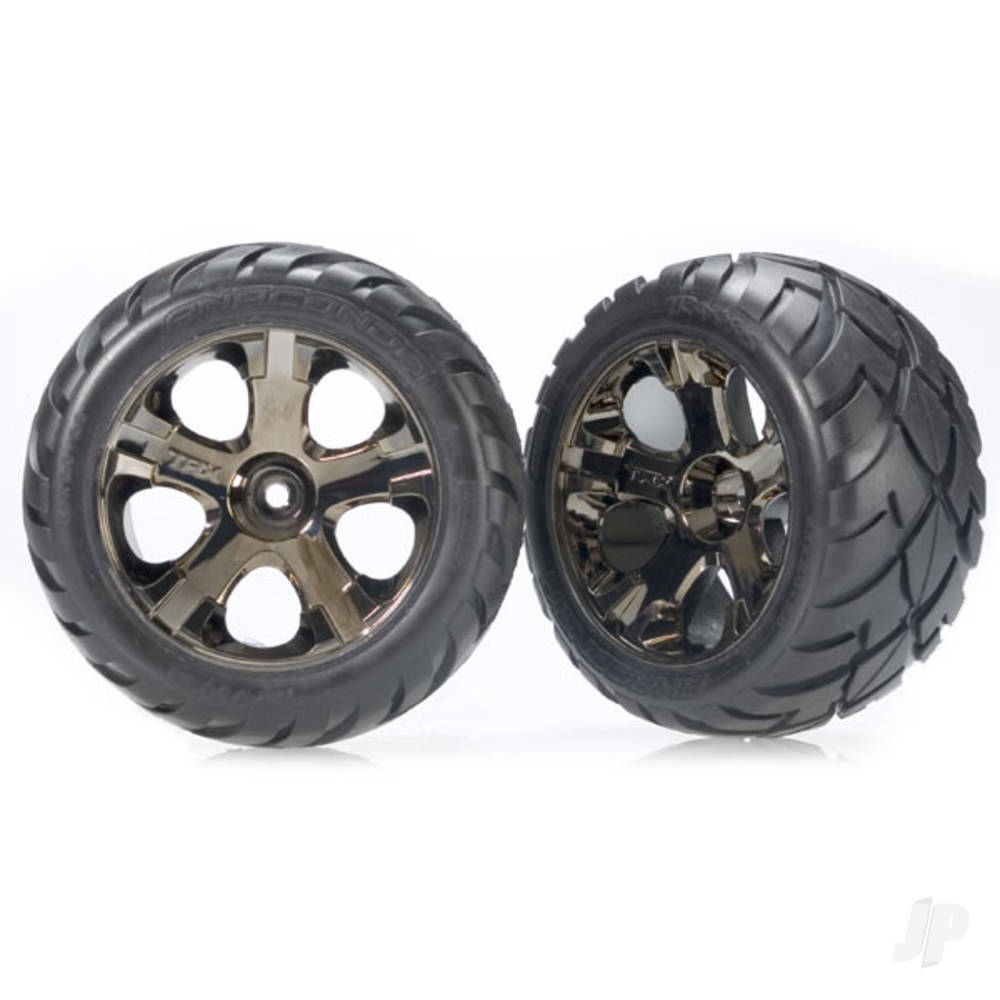 traxxas-tyres-wheels-assembled-glued-all-star-black-chrome-wheels-anaconda-tyres-foam-inserts-nitro-rear-electric-front-1-left-1-right