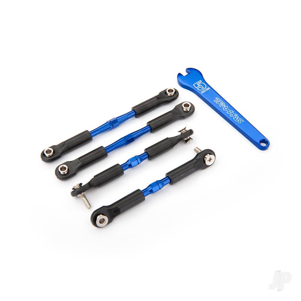 traxxas-turnbuckles-aluminium-blue-anodised-camber-links-front-39mm-2-pcs-rear-49mm-2-pcs-assembled-with-rod-ends-hollow-balls-wrench