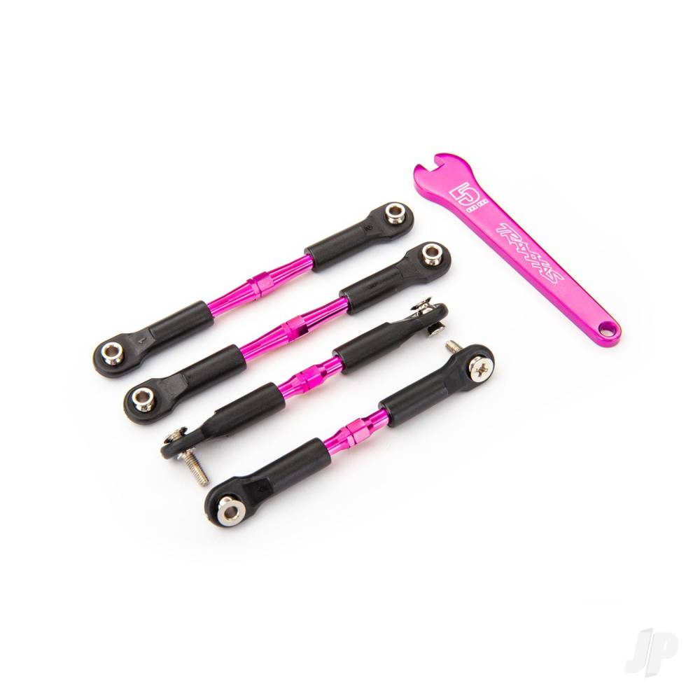 traxxas-turnbuckles-aluminium-pink-anodised-camber-links-front-39mm-2-rear-49mm-2-assembled-wrod-ends-hollow-balls-wrench