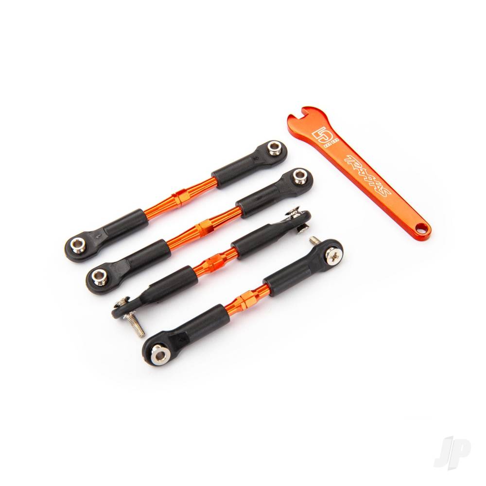 traxxas-turnbuckles-aluminium-orange-anodised-camber-links-front-39mm-2-rear-49mm-2-assembled-wrod-ends-hollow-balls-wrench