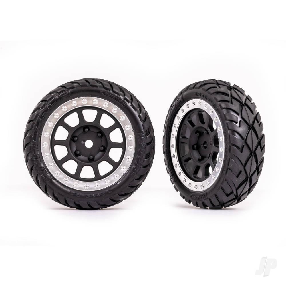 traxxas-tyres-wheels-assembled-22in-graphite-grey-satin-chrome-beadlock-wheels-anaconda-22in-tyres-with-foam-inserts-2-bandit-front