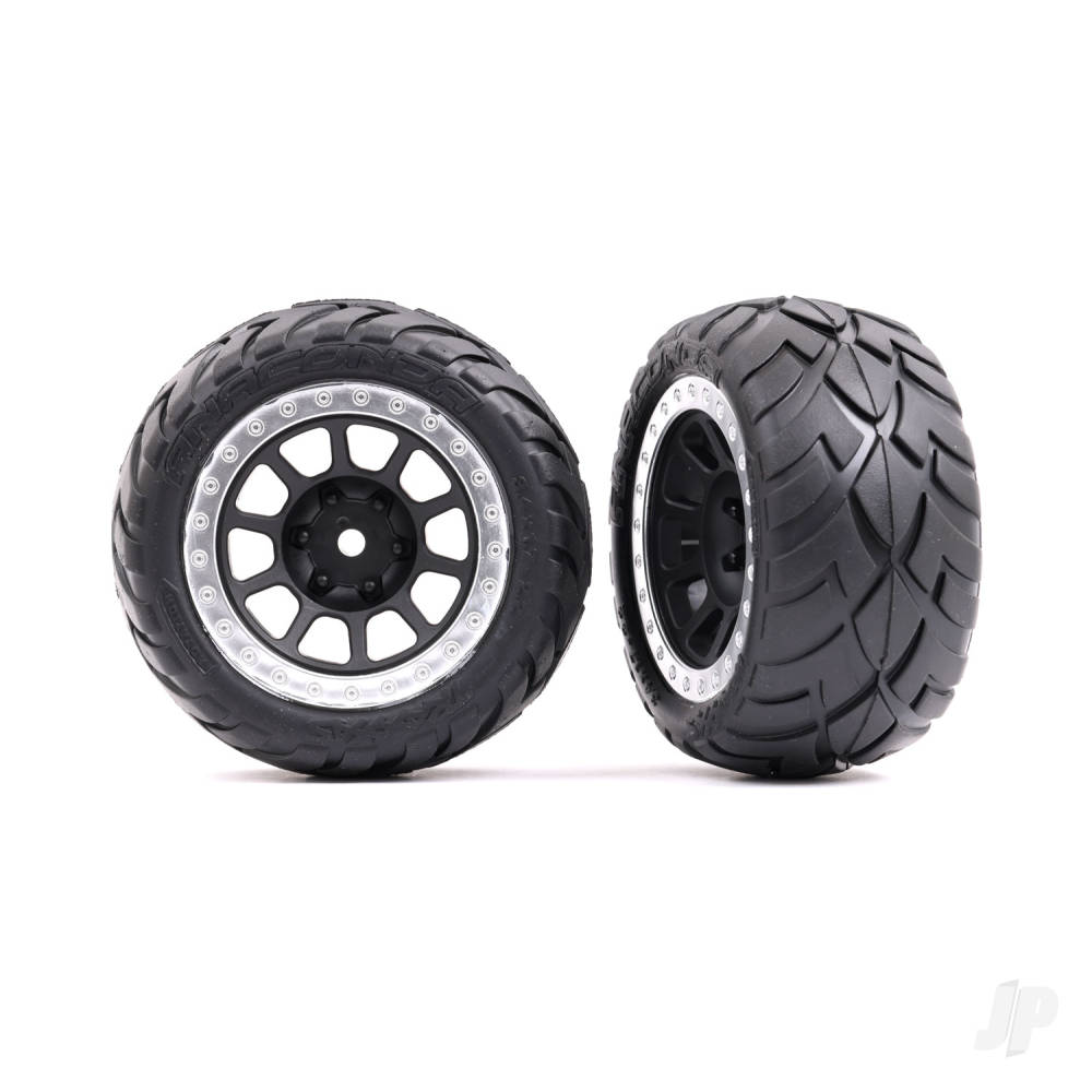 traxxas-tyres-wheels-assembled-22in-graphite-grey-satin-chrome-beadlock-wheels-anaconda-22in-tyres-with-foam-inserts-2-bandit-rear
