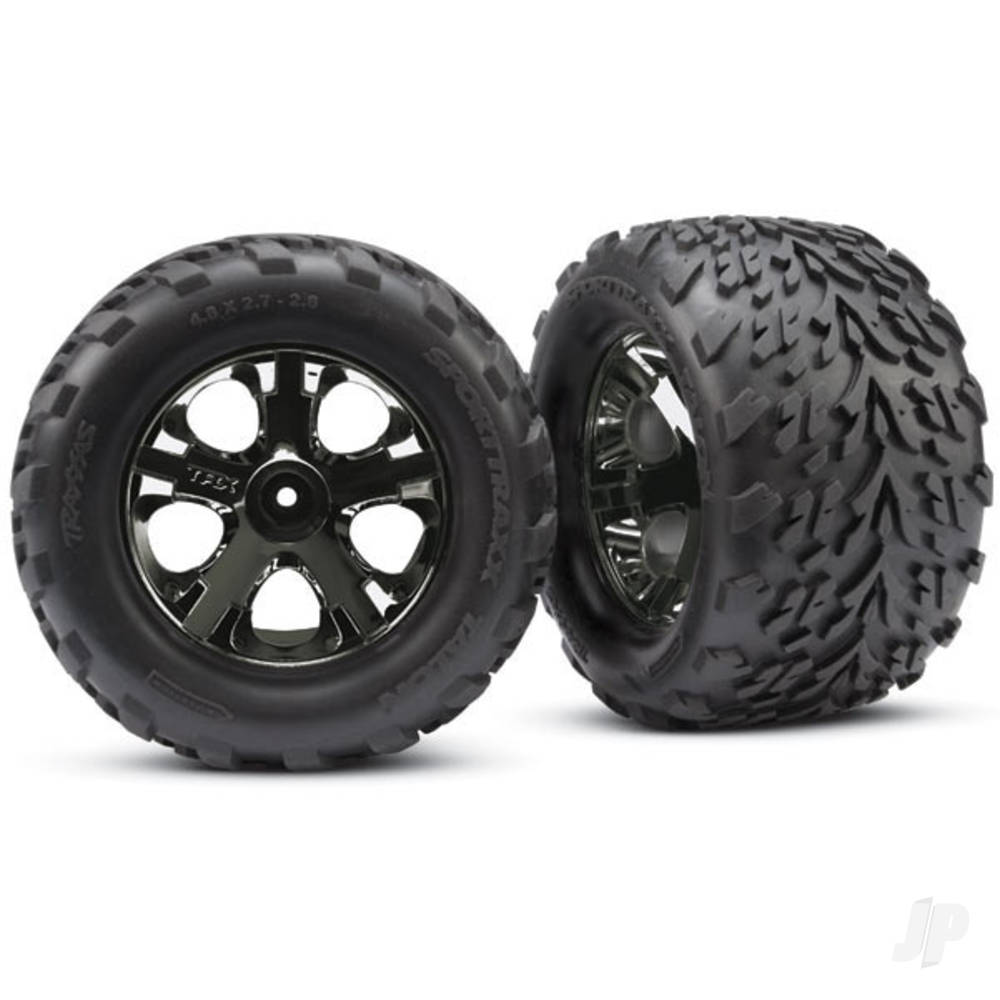 traxxas-tyres-wheels-assembled-glued-28-all-star-black-chrome-wheels-talon-tyres-foam-inserts-nitro-rearelectric-front-2-tsm-rated