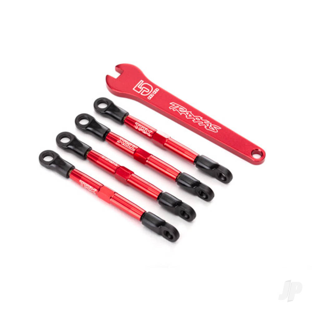 Traxxas Toe links, aluminium (Red-anodised) (4 pcs) (assembled with rod ends and threaded inserts)