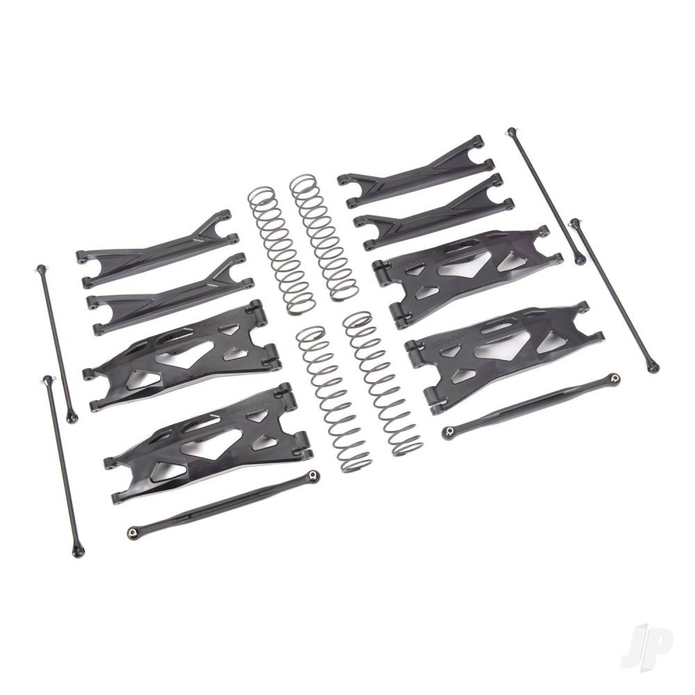 Traxxas Suspension kit, X-Maxx WideMaxx, Black (includes front & rear suspension arms, front toe links, driveshafts, shock springs)