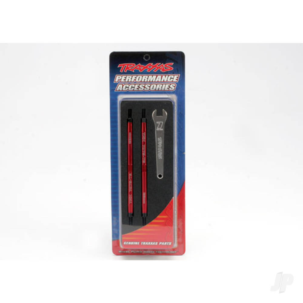 Traxxas Toe links, Revo (Tubes Red-anodised, 7075-T6 aluminium, stronger than Titanium) (128mm, fits Front or Rear) (2 pcs) / rod ends, Rear (4 pcs) / rod ends, Front (4 pcs) / aluminium wrench (1pc)