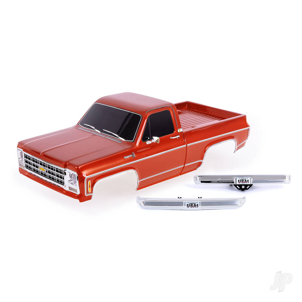 traxxas-body-chevrolet-k10-truck-1979-complete-copper-painted-decals-applied-includes-grille-side-mirrors-door-handles-windshield-wipers-front-rear-bumpers-clipless-mounting-requires-9288-inner-fenders