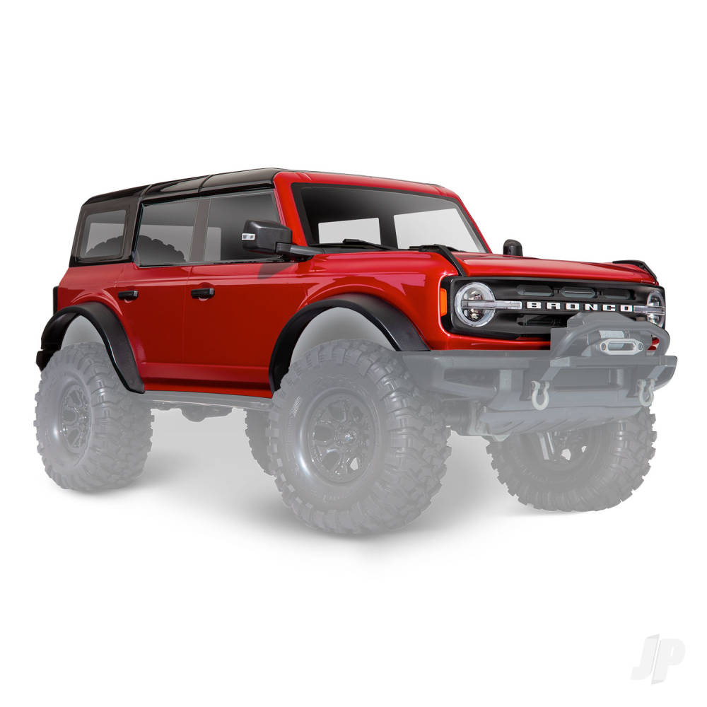 traxxas-body-ford-bronco-2021-complete-red-painted-includes-grille-side-mirrors-door-handles-fender-flares-windshield-wipers-spare-tyre-mount-clipless-mounting-requires-8080x-inner-fenders