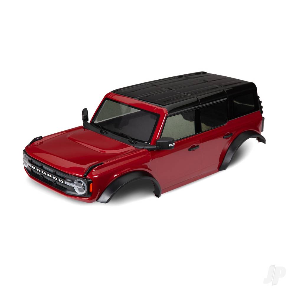 traxxas-body-ford-bronco-2021-complete-red-painted-includes-grille-side-mirrors-door-handles-fender-flares-windshield-wipers-spare-tyre-mount-clipless-mounting-requires-8080x-inner-fenders