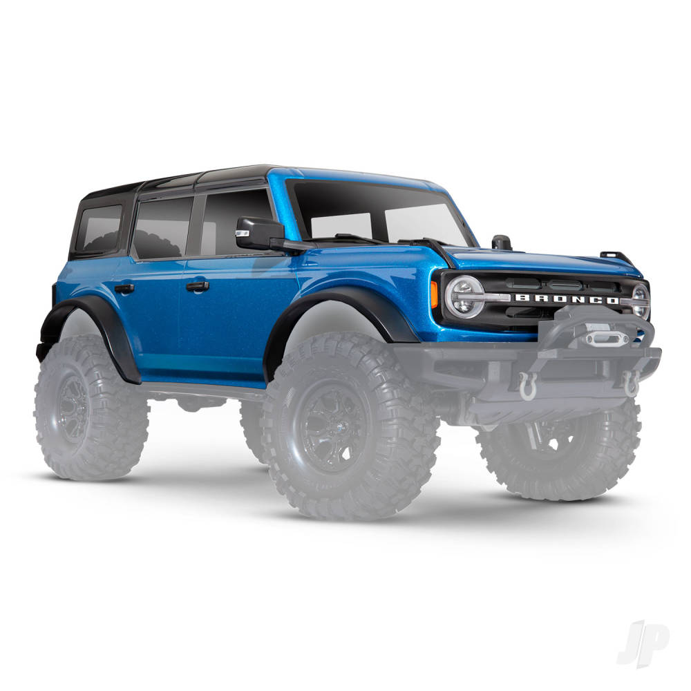 traxxas-body-ford-bronco-2021-complete-velocity-blue-painted-includes-grille-side-mirrors-door-handles-fender-flares-windshield-wipers-spare-tyre-mount-clipless-mounting-requires-8080x-inner-fenders