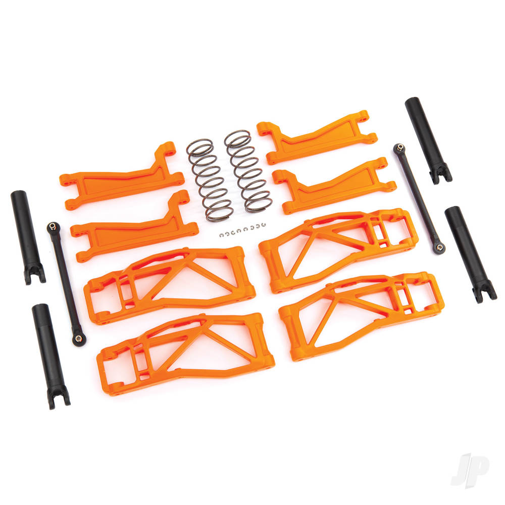 Traxxas Suspension kit, WideMaxx, Orange (includes Front & Rear suspension arms, Front toe links, Rear shock springs)