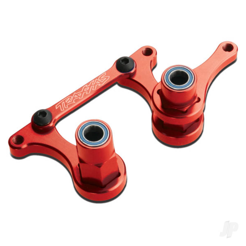 Traxxas Steering bellcranks, drag link (Red-anodised 6061-T6 aluminium) / 5x8mm ball bearings (4 pcs) / hardware (assembled)