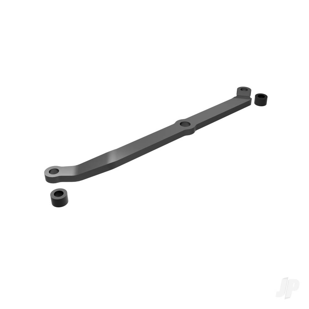 traxxas-steering-link-6061-t6-aluminium-dark-titanium-anodised-servo-horn-metal-spacers-2-3x6mm-ccs-with-threadlock-1-25x7mm-ss-with-threadlock-1