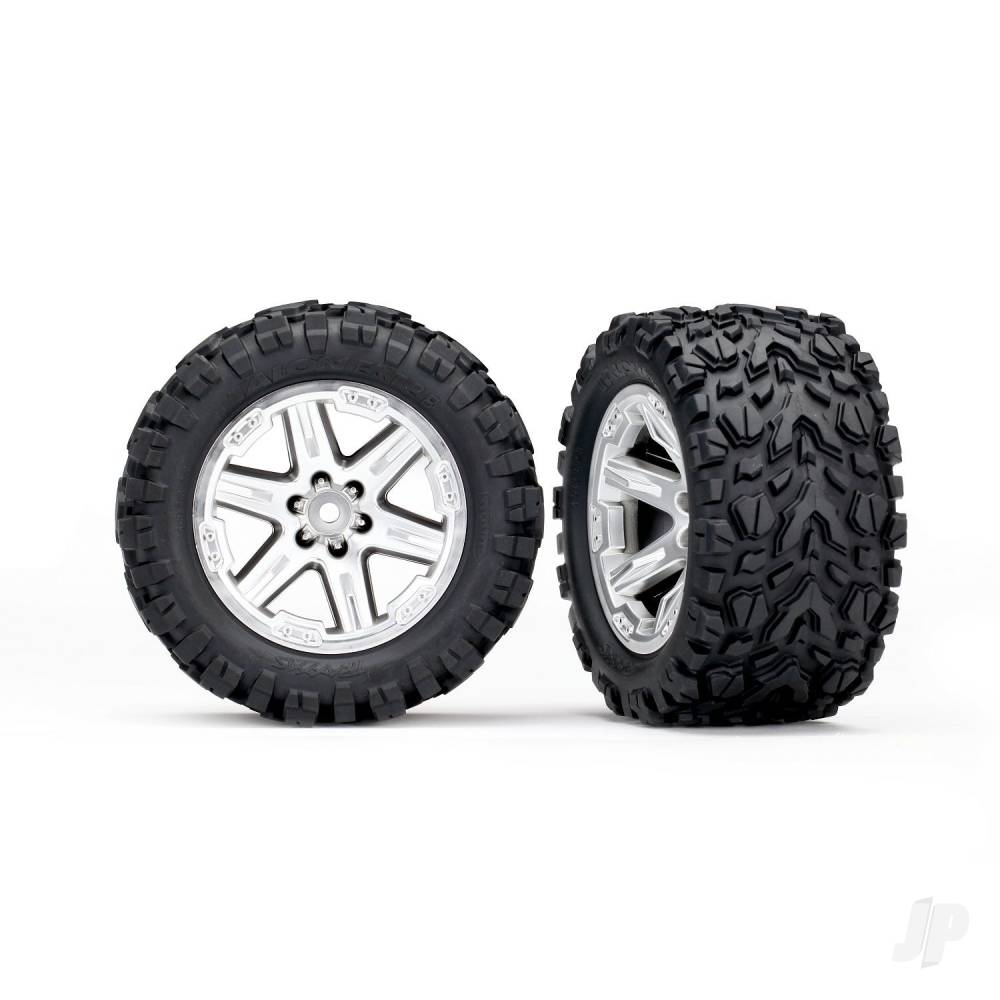 traxxas-tyres-wheels-assembled-glued-28-rxt-satin-chrome-wheels-talon-ext-tyres-foam-inserts-4wd-electric-frontrear-2wd-electric-front-only-2-tsm-rated