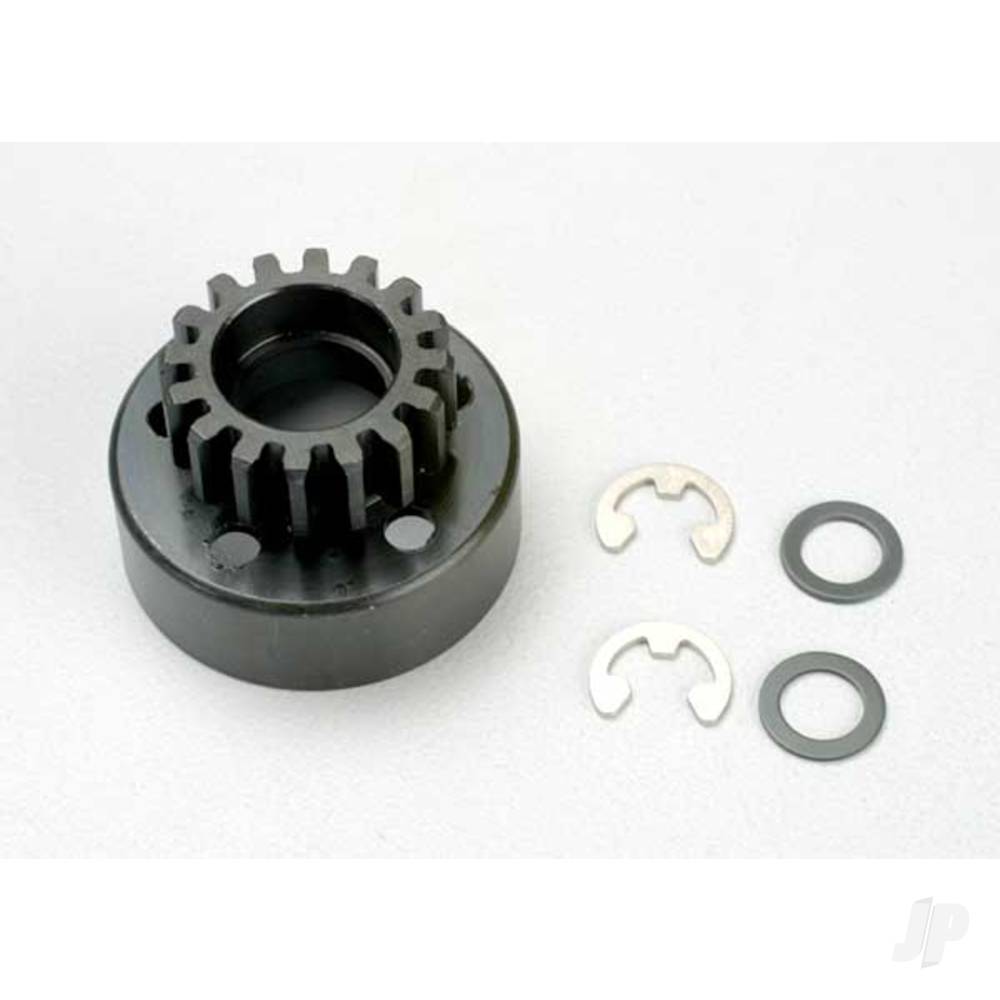 traxxas-clutch-bell-16-tooth-5x8x05mm-fibre-washer-2-pcs-5mm-e-clip-requires-5x11x4mm-ball-bearings-part-4611-10-metric-pitch