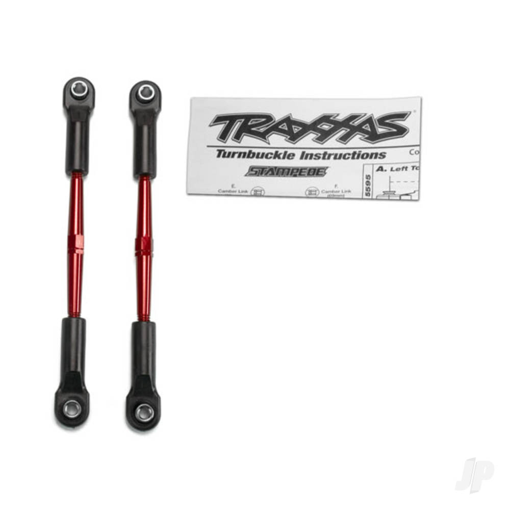 traxxas-turnbuckles-aluminium-red-anodised-toe-links-61mm-2-pcs-assembled-with-rod-ends-hollow-balls-fits-stampede-requires-5mm-aluminium-wrench-5477