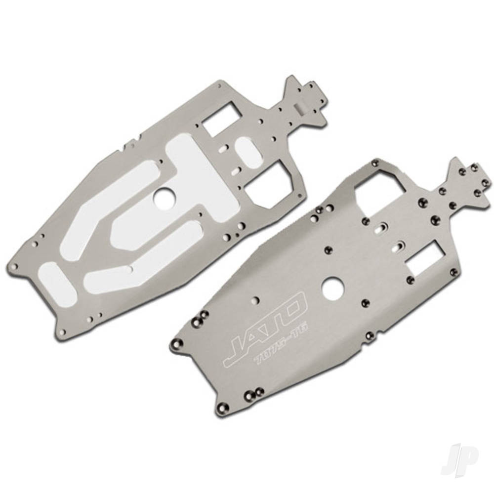 Traxxas Chassis, 7075-T6 aluminium (3mm) (Titanium-anodised) (machined, lighter than stock) / adhesive foam pad (1pc)