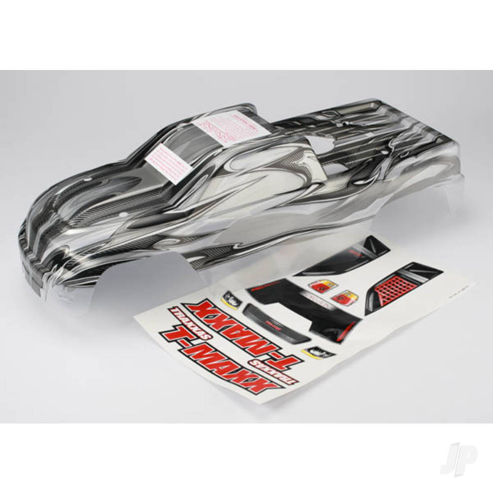 Traxxas Body, T-Maxx, ProGraphix (Long wheelbase) (replacement for painted Body. Graphics are painted, requires paint and final colour application) / window, grille, lights decal sheet